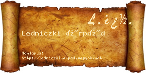 Ledniczki Árpád névjegykártya